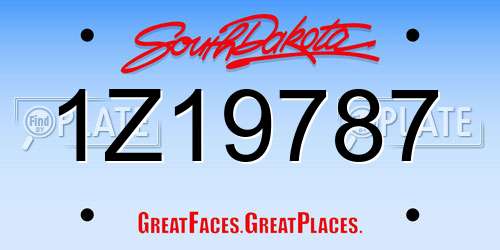 1Z19787 South Dakota License Plate