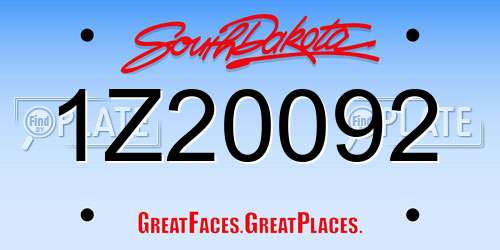 1Z20092 South Dakota License Plate