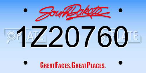 1Z20760 South Dakota License Plate
