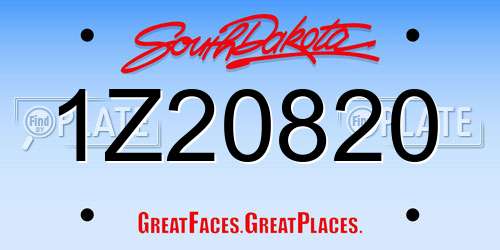 1Z20820 South Dakota License Plate