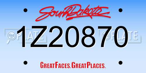 1Z20870 South Dakota License Plate