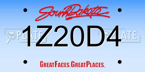 1Z20D4 South Dakota License Plate