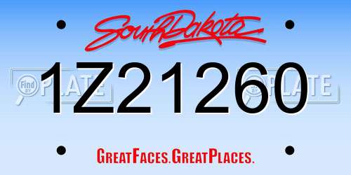 1Z21260 South Dakota License Plate