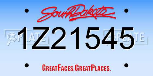 1Z21545 South Dakota License Plate