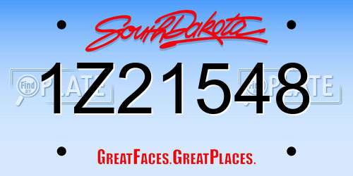 1Z21548 South Dakota License Plate