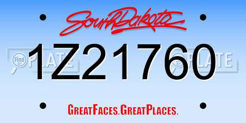 1Z21760 South Dakota License Plate