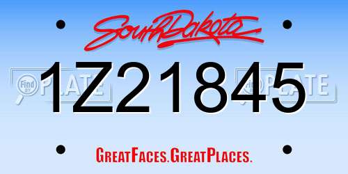 1Z21845 South Dakota License Plate