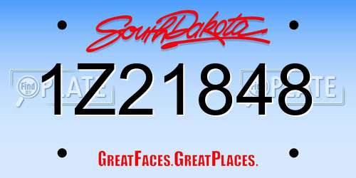 1Z21848 South Dakota License Plate