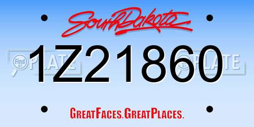 1Z21860 South Dakota License Plate