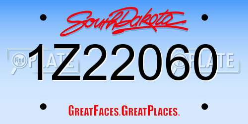 1Z22060 South Dakota License Plate