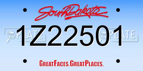 1Z22501 South Dakota License Plate