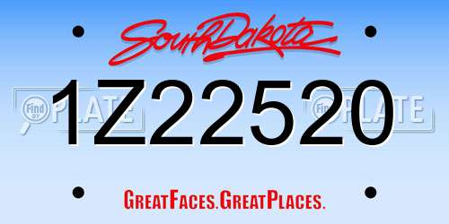 1Z22520 South Dakota License Plate