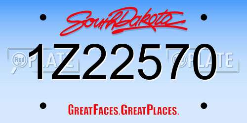 1Z22570 South Dakota License Plate