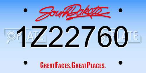 1Z22760 South Dakota License Plate