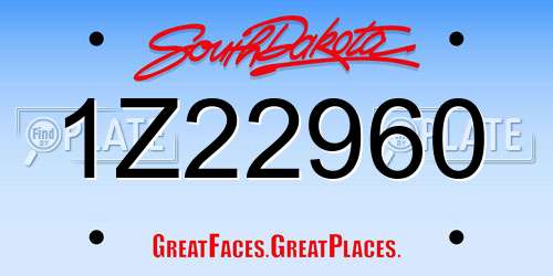 1Z22960 South Dakota License Plate