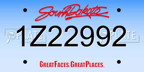 1Z22992 South Dakota License Plate