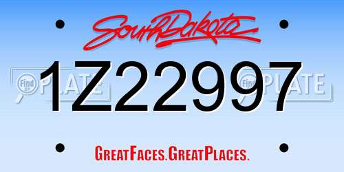 1Z22997 South Dakota License Plate