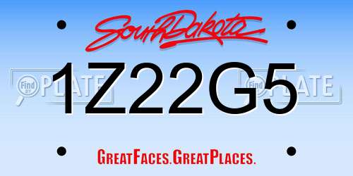 1Z22G5 South Dakota License Plate
