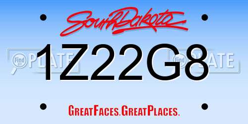 1Z22G8 South Dakota License Plate