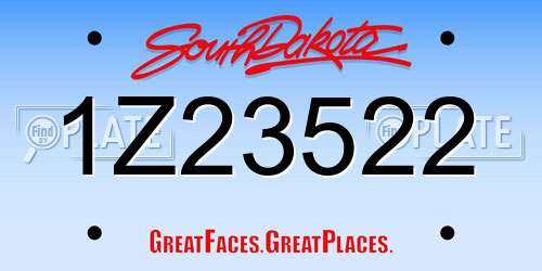 1Z23522 South Dakota License Plate