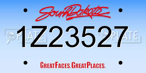 1Z23527 South Dakota License Plate