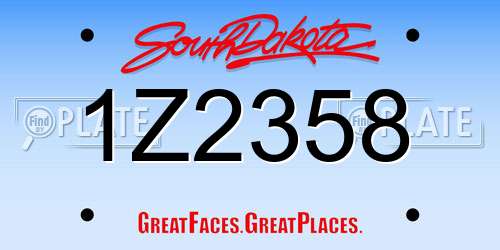 1Z2358 South Dakota License Plate