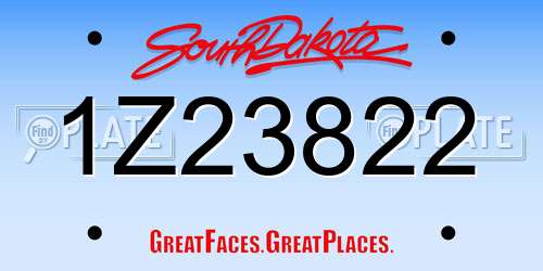 1Z23822 South Dakota License Plate