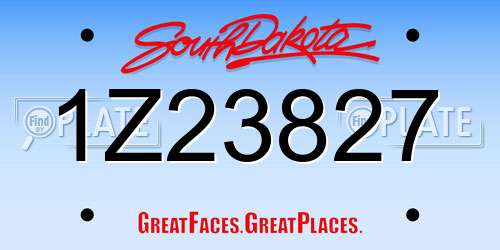 1Z23827 South Dakota License Plate