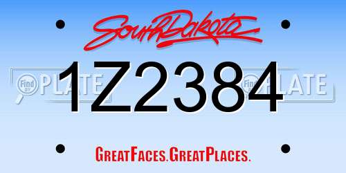 1Z2384 South Dakota License Plate