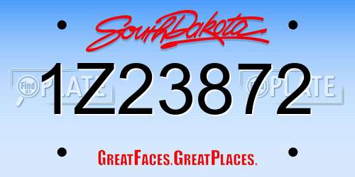 1Z23872 South Dakota License Plate