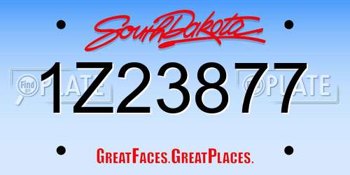 1Z23877 South Dakota License Plate