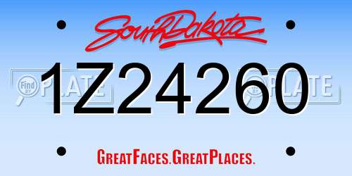 1Z24260 South Dakota License Plate