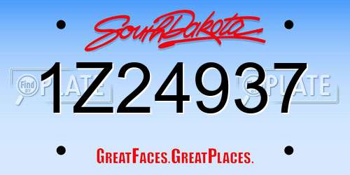 1Z24937 South Dakota License Plate