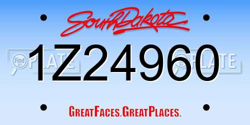 1Z24960 South Dakota License Plate
