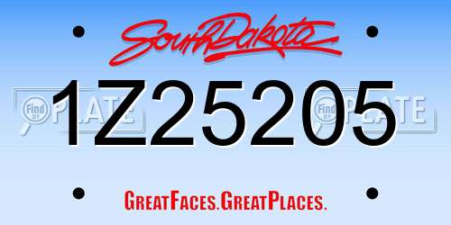 1Z25205 South Dakota License Plate