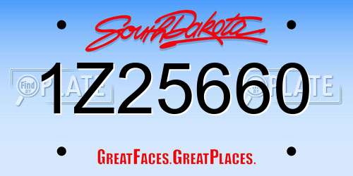 1Z25660 South Dakota License Plate