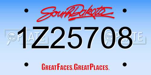 1Z25708 South Dakota License Plate