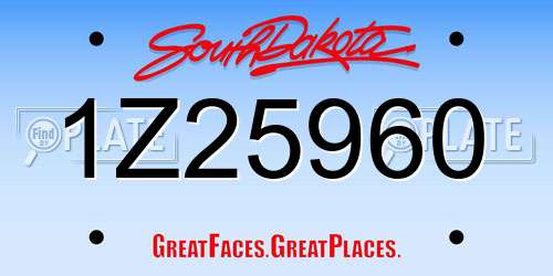 1Z25960 South Dakota License Plate