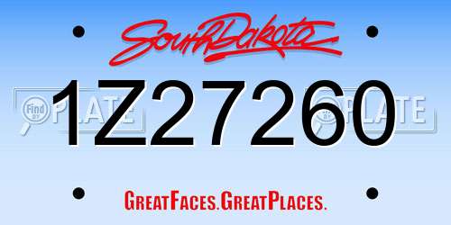 1Z27260 South Dakota License Plate