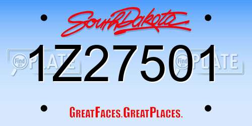 1Z27501 South Dakota License Plate
