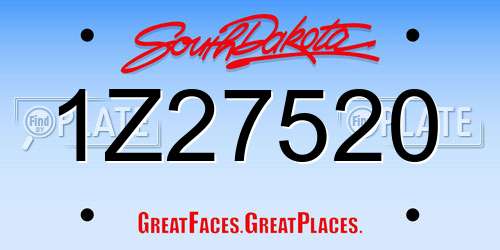 1Z27520 South Dakota License Plate
