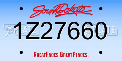 1Z27660 South Dakota License Plate