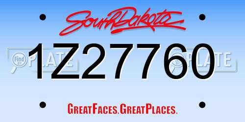 1Z27760 South Dakota License Plate