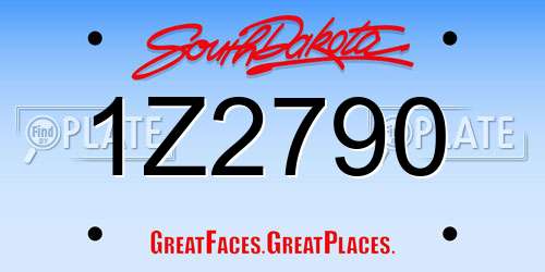 1Z2790 South Dakota License Plate