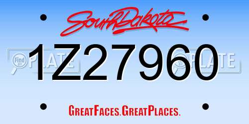1Z27960 South Dakota License Plate