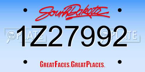 1Z27992 South Dakota License Plate