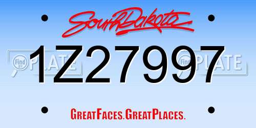 1Z27997 South Dakota License Plate