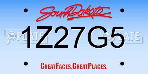 1Z27G5 South Dakota License Plate