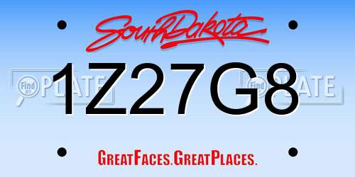 1Z27G8 South Dakota License Plate