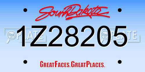 1Z28205 South Dakota License Plate
